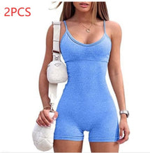 Load image into Gallery viewer, Spaghetti Strap Shorts Jumpsuit Sports Yoga Workout Tight Romper Women Fashion Fitness Sportwear
