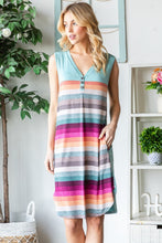 Load image into Gallery viewer, Full Size Striped Sleeveless V Neck Dress For Women – Timeless Striped V Neck Dress, Sophisticated Sleeveless Dress, Classic Striped Dress, Flattering V Neck Dress, Versatile Sleeveless Dress, Chic Striped Dress, Elegant V Neck Dress
