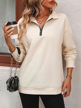 Load image into Gallery viewer, Women's Zipper Turtleneck Pullover Sweatshirt – Loose Long Sleeve
