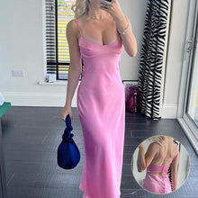 Load image into Gallery viewer, Women Camis Satin Long Dresses Elegant Sleeveless Slip Holiday Party Dresses Sexy Casual Backless Summer Dresses
