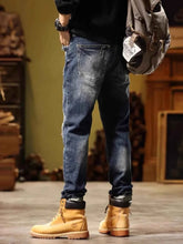 Load image into Gallery viewer, Men's Full Size Distressed Wash Slim Fit Jeans Plus Size

