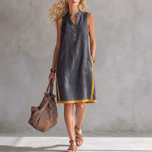 Load image into Gallery viewer, Women's Sleeveless V-Neck Button-Front Pocketed A-Line Midi Dress

