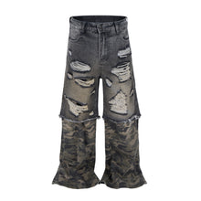 Load image into Gallery viewer, DISTRESSED SPLIT CAMO DENIM
