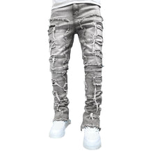 Load image into Gallery viewer, Patched Pants Long Tight Fit Stacked Jeans
