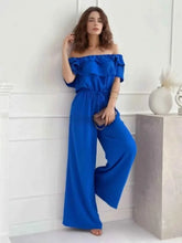 Load image into Gallery viewer, Ruffled Off-Shoulder : Wide Leg Jumpsuit
