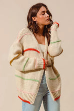 Load image into Gallery viewer, SO ME Loose Fit Multi Stripe Open Front Cardigan
