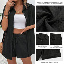 Load image into Gallery viewer, Women's Solid Color Button-Front Lace-Up Two-Piece Set
