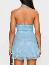 Load image into Gallery viewer, Floral Lace Halter Deep V-Neck : Bodycon Dress
