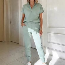 Load image into Gallery viewer, Athleisure Knit 3/4 Sleeve T-Shirt &amp; Pants Set – 3 Colors, S–3XL
