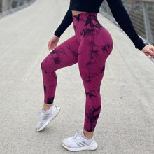 Load image into Gallery viewer, Women's Seamless Tie-Dye Yoga Pants – Knitted High-Waist Leggings
