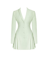Load image into Gallery viewer, Delia Pistachio Green Blazer Dress with Pleated Detail
