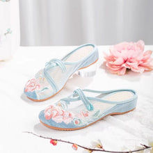Load image into Gallery viewer, Women's Floral Embroidered Mesh Shoes – Breathable Hollow-Out Retro Flats
