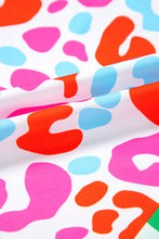 Load image into Gallery viewer, Green Leopard Print Patchwork V Neck Short Sleeve Blouse
