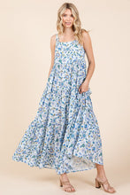 Load image into Gallery viewer, New Flower Print Tiered Sleeveless Empire Maxi Dress – Elegant, Playful and Feminine Floral Maxi Dress with Whimsical Layers
