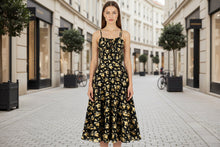Load image into Gallery viewer, Floral Backless Bow-Tie Strappy Maxi Dress – Black &amp; Blue, S–XXL
