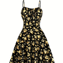 Load image into Gallery viewer, Floral Backless Bow-Tie Strappy Maxi Dress – Black &amp; Blue, S–XXL
