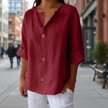 Load image into Gallery viewer, Women's V-Neck Buttoned Blouse
