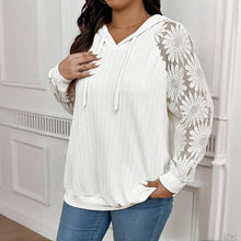 Load image into Gallery viewer, Women’s Plus Size Hoodie – Lace Long Sleeve Pullover Top
