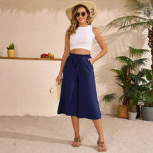 Load image into Gallery viewer, Women’s Elastic Cropped Wide-Leg Pants
