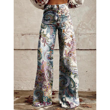 Load image into Gallery viewer, Women's Printed Flare Pants – Mid-Waist Full Length Plus Size
