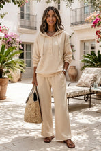 Load image into Gallery viewer, Women's Button-Neck Hoodie &amp; Wide-Leg Pants Set
