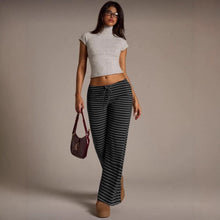 Load image into Gallery viewer, Women’s Striped Wide Leg Flared Casual Pants
