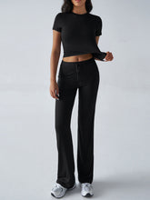 Load image into Gallery viewer, Crew Neck Short Sleeve Top &amp; Full-Length Pants Set – Solid Color, 10 Colors
