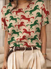 Load image into Gallery viewer, Women's Retro Short-Sleeve Jacquard Knit Top
