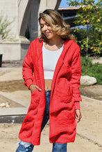 Load image into Gallery viewer, Red Double Take Full Size Hooded Teddy Bear Jacket with Thumbholes Ultra-Cozy &amp; Stylish Comfortable Outerwear
