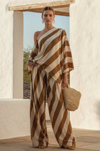 Load image into Gallery viewer, Women's Retro Striped Batwing Top &amp; Wide-Leg Pants Two-Piece Set
