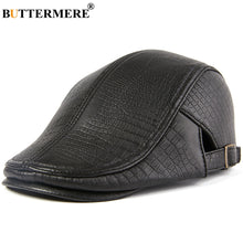 Load image into Gallery viewer, Men Beret Hat Real Leather Flat Cap
