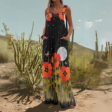 Load image into Gallery viewer, Women’s Square-Neck Floral Sleeveless Jumpsuit
