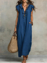 Load image into Gallery viewer, Women's Sleeveless Ruffle Pocket Maxi Dress
