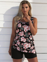 Load image into Gallery viewer, Women's Plus Size Black Tropical Floral Loose Tankini &amp; Boyshort Set
