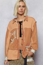 Load image into Gallery viewer, POL Button Down Hooded Jacket with Star Patch Pattern
