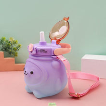 Load image into Gallery viewer, 800ML Water Bottle for Kids with Straw Mug Cup Bear Summer Outdoor Sport Plastic Girls School Cute Drinking Cup Bear Water Bottle with Straw and Strap Cute Water Bottles for Kids Drinking Water Bottles Portable Leak Proof

