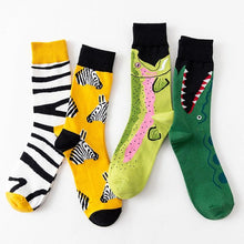 Load image into Gallery viewer, 1 Pair Creative Autumn Winter Unisex Pure Cotton Casual Socks Animals Zebra Shark Crocodile Socks Happy Funny Classic Socks For Men And Women
