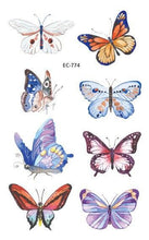 Load image into Gallery viewer, 1 Pc Butterfly 3D Temporary Tattoo 52 Style Waterproof Butterfly Tattoos Stickers Temporary Colorful Design For Womens
