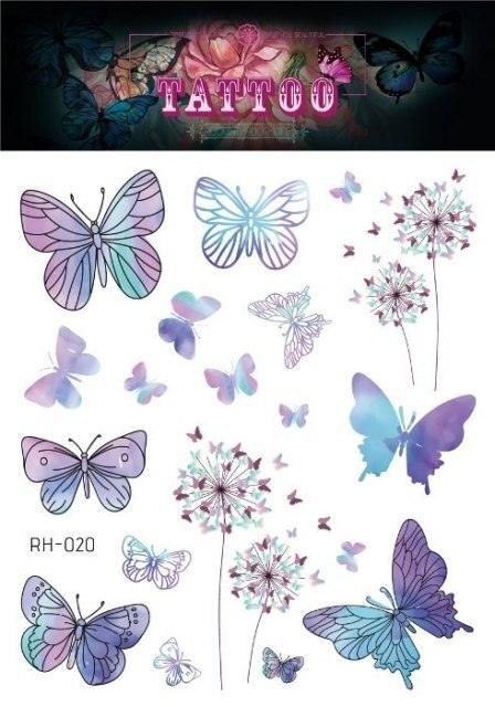 1 Pc Butterfly 3D Temporary Tattoo 52 Style Waterproof Butterfly Tattoos Stickers Temporary Colorful Design For Womens