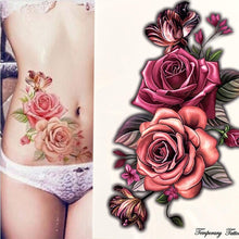 Load image into Gallery viewer, 1 Pcs Elegant Temporary Tattoos Stickers Rose Flowers Arm Shoulder Tattoo Waterproof Big Luxury Flower For Womens
