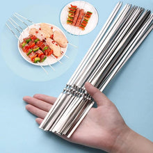Load image into Gallery viewer, 10-20Pcs Stainless Steel Barbecue Skewer Reusable BBQ Skewers Kebab Iron Stick For Outdoor Camping Picnic Tools Cooking Tools Stainless Steel Barbecue Skewers  Durable and Reusable Metal Skewers
