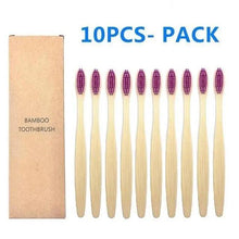 Load image into Gallery viewer, 10 Pcs Natural Colorful Toothbrush Eco Friendly Soft Bamboo Toothbrush Bamboo Tooth Dental Oral Care Wood Tooth Brushes
