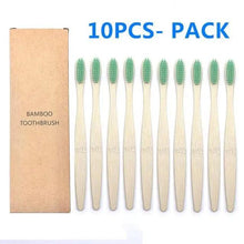 Load image into Gallery viewer, 10 Pcs Natural Colorful Toothbrush Eco Friendly Soft Bamboo Toothbrush Bamboo Tooth Dental Oral Care Wood Tooth Brushes

