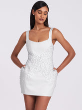 Load image into Gallery viewer, Tais Pearl Beaded Cocoon Shape Sleeveless Mini Dress
