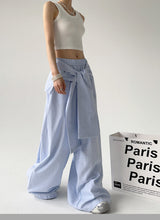 Load image into Gallery viewer, Loose Comfy Striped Lace-up Wide-leg Pants
