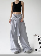 Load image into Gallery viewer, Loose Comfy Striped Lace-up Wide-leg Pants
