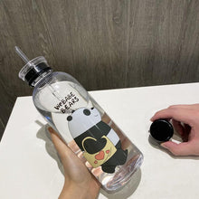 Load image into Gallery viewer, 1000ml Water Bottles Cute Panda Bear Cup With Straw Transparent Cartoon Water Bottle Drinkware Frosted Cup Leak-proof  Plastic Straw Cartoon Frosted Leak Proof Panda Bear Pattern Transparent Water Cup Sports Drink Water Bottle
