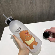 Load image into Gallery viewer, 1000ml Water Bottles Cute Panda Bear Cup With Straw Transparent Cartoon Water Bottle Drinkware Frosted Cup Leak-proof  Plastic Straw Cartoon Frosted Leak Proof Panda Bear Pattern Transparent Water Cup Sports Drink Water Bottle
