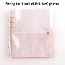 Load image into Gallery viewer, 100/200 Pockets Photo Album 3/5 inches Mini Picture Case Name Card Storage Collect Book Photocard Shiny Clear 6-Ring Binder Cover Refillable Notebook Photo Album
