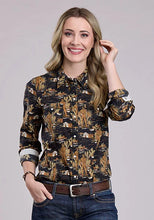 Load image into Gallery viewer, Tin Haul 2565 Cowboy Print (Black) - Women's Western Shirt
